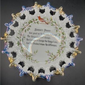 Decorative Serenity Prayer Plate with Floral Design